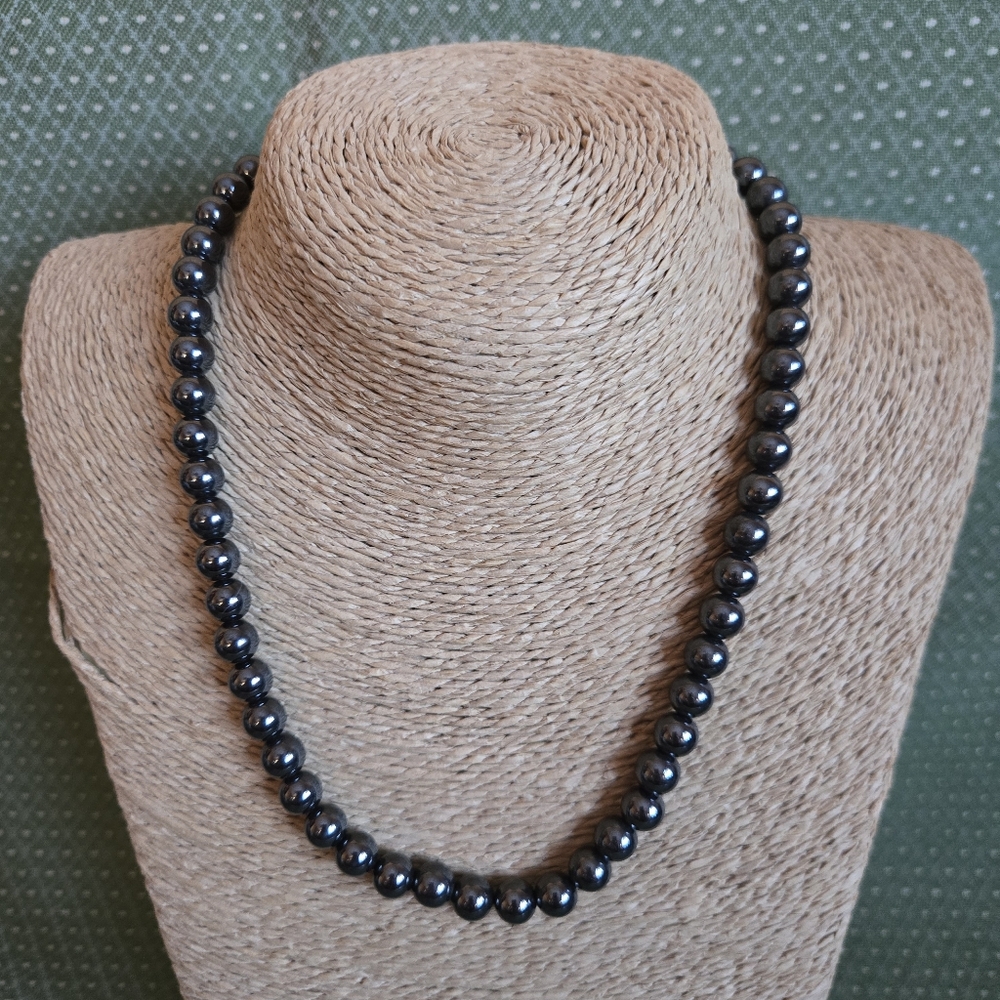 Black Hematite Magnetic Necklace Gunmetal Gray
